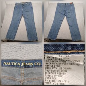 Nautica Jeans Co Men's 42x34 Blue Denim Straight Leg 100% Cotton